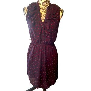 Forever 21 Navy Blue Chiffon Ruffled Heart Dress Size M